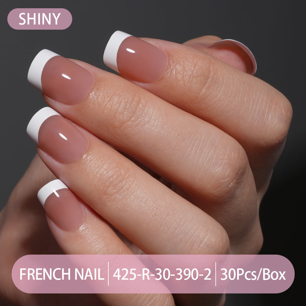 Press on nails French trapezoidal simple high-end sense 30 pieces box detachable fake nail finished pre-made manicure