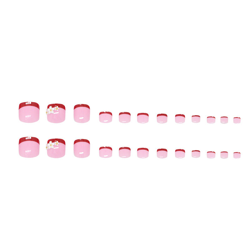 Xia Jing fresh white small daisy French white versatile   removable toenails 24 pieces｜365nails