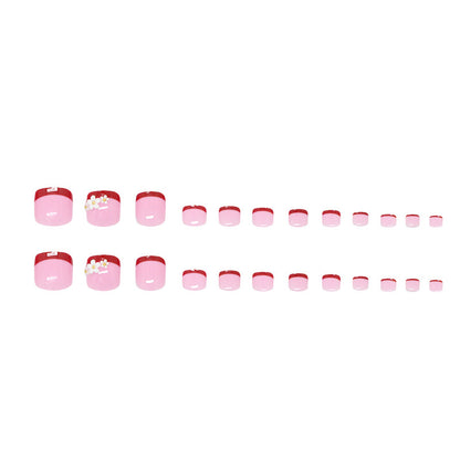 Xia Jing fresh white small daisy French white versatile   removable toenails 24 pieces｜365nails