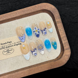 Blue Floral Gradient Chic Summer Press On Nails