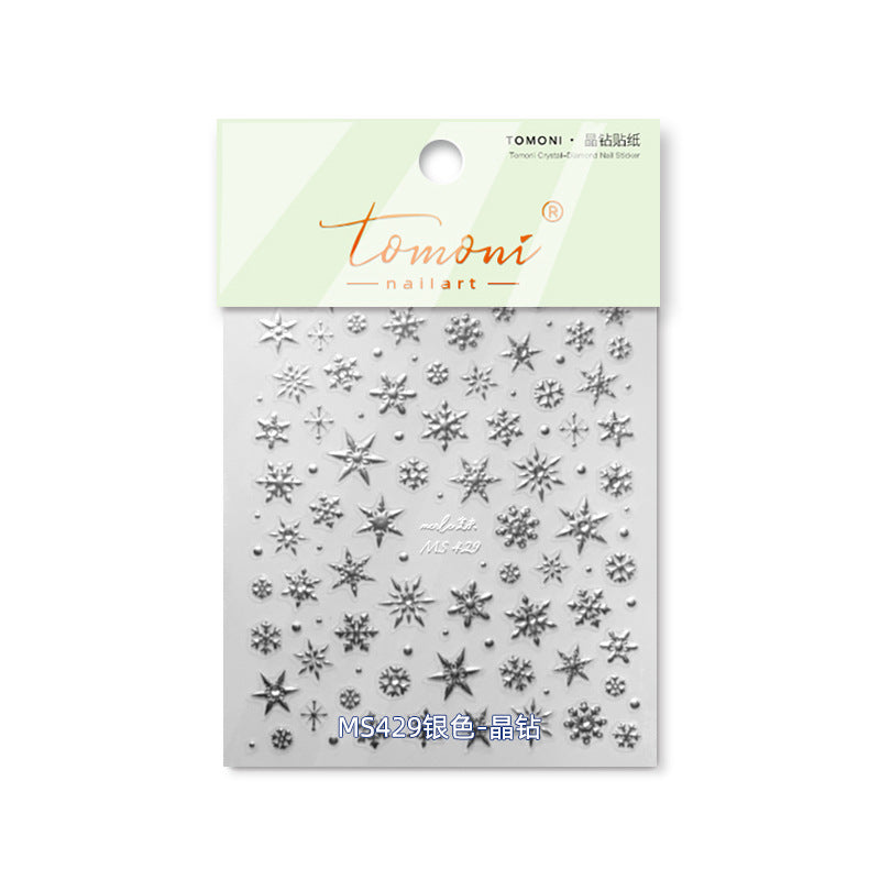Silver Snowflake Collection: "Crystal Silver Snowflake" – 3D Embossed Nail Sticker