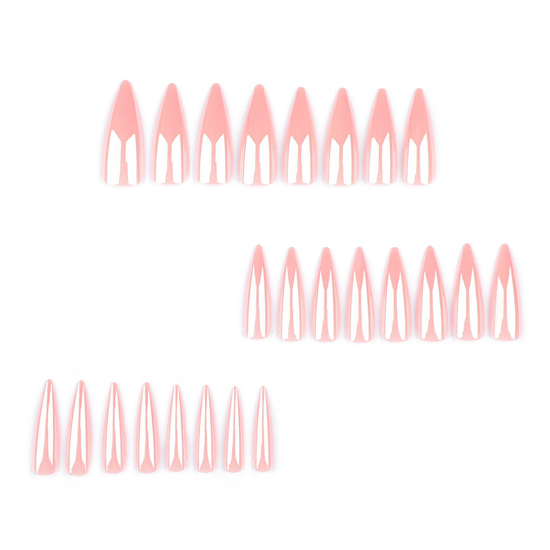 長款尖形成品穿戴甲 單色粉紅 簡約美甲 批發｜365nails