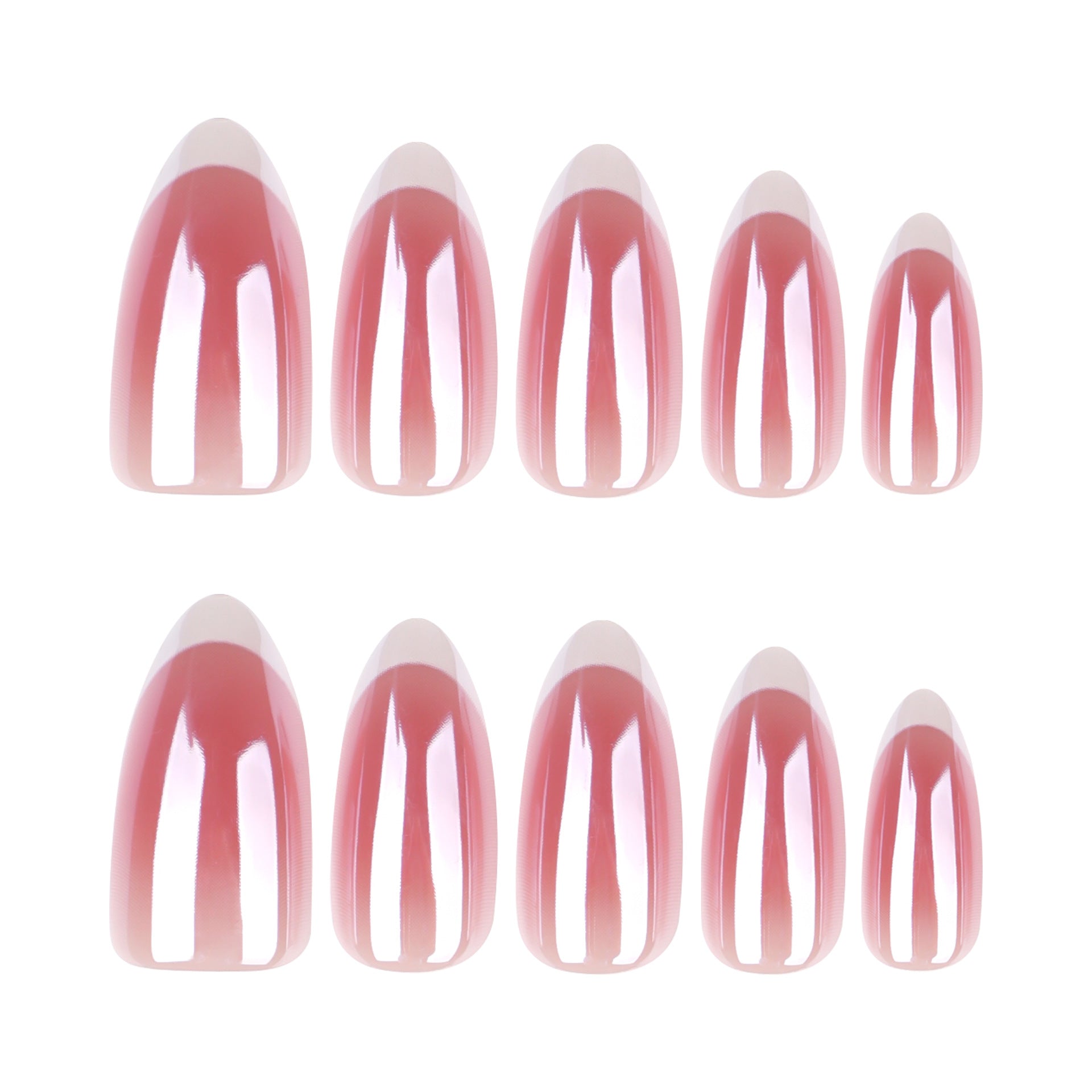淡紅暈染腮紅感塗層法式白杏仁形穿戴甲片 批發｜365nails