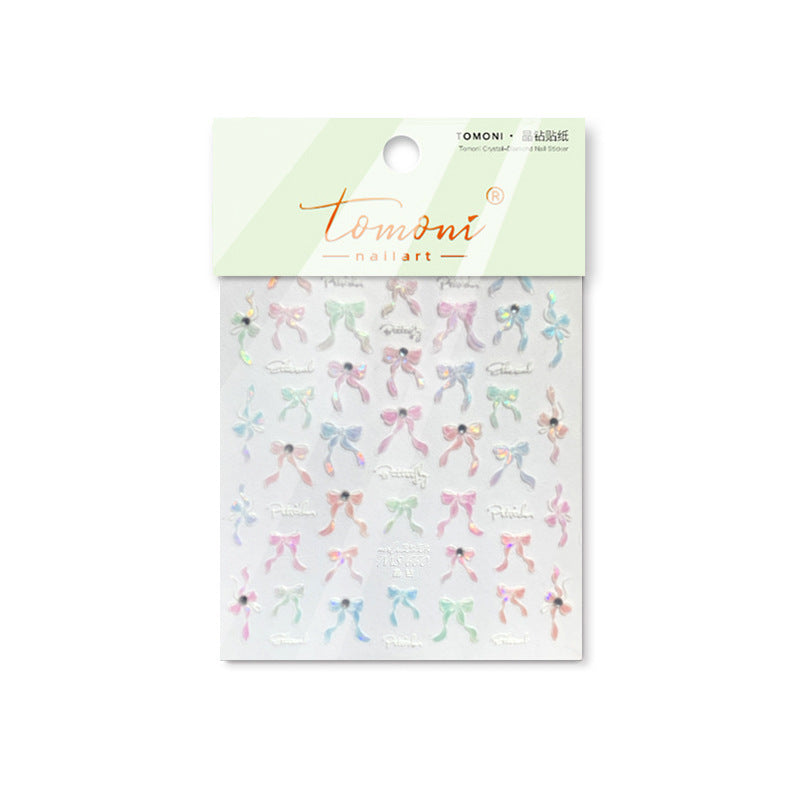 365nails: 파스텔 크리스탈 리본 네일 스티커