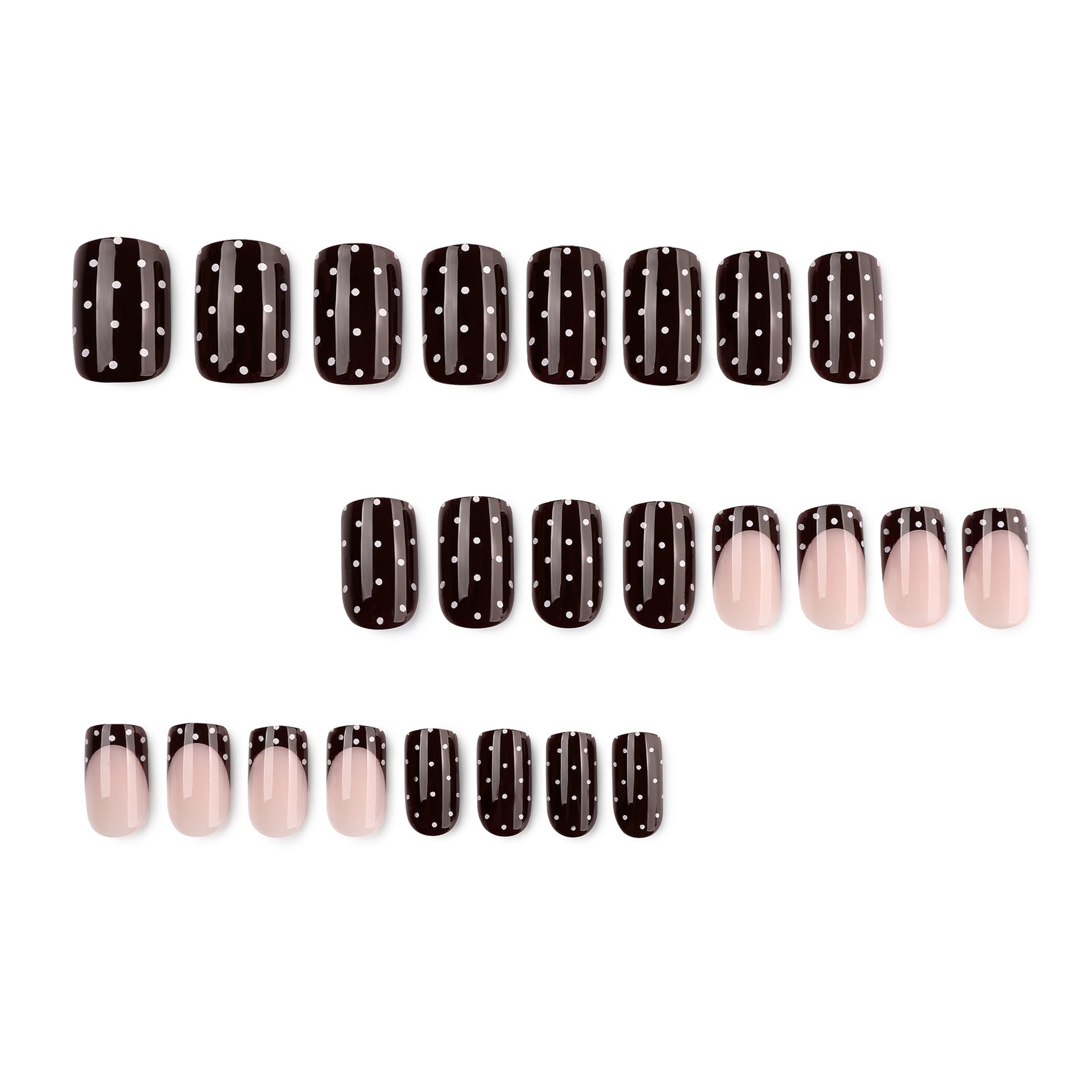 Lefan cross-border explosion, white polka dots, polka dots, wearing nail art, French black fake nails, nail pieces wholesale