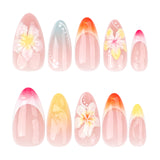fashion color 3D flower manicure French fresh  short  press on nails｜365nails