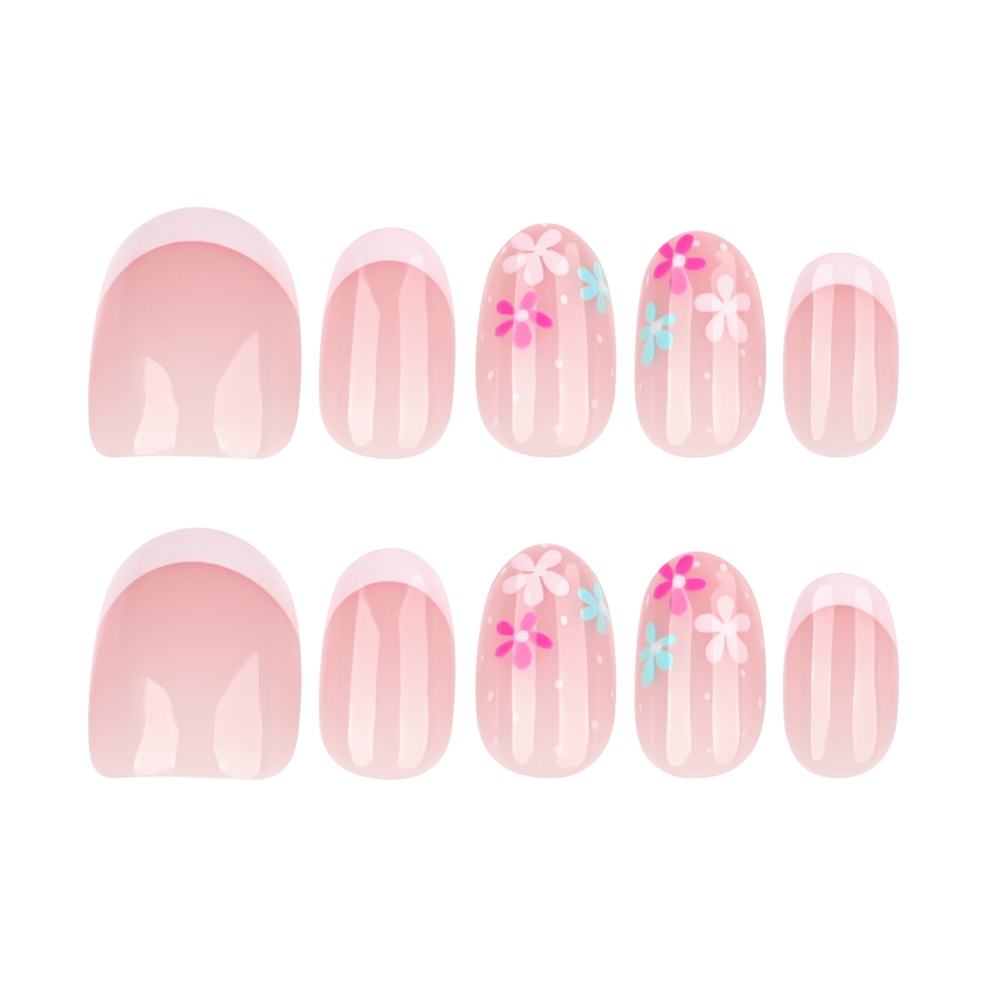 Simple French Rose Pink press on nails Color Flower Fresh Wearing False Nail Short Round Nail Art Nail Film｜365nails