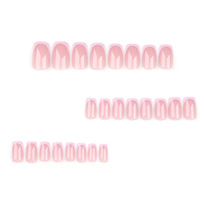 Short rectangular A-type wearable nail pads wholesale simple French pink nail art  hot-selling wearable nail pads｜365nails