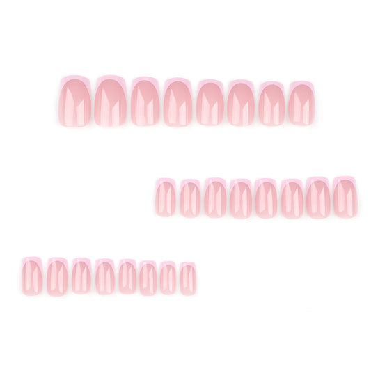 Almofadas de unha curtas retangulares tipo A, atacado, arte de unha francesa simples rosa, almofadas de unha vestíveis mais vendidas｜365nails