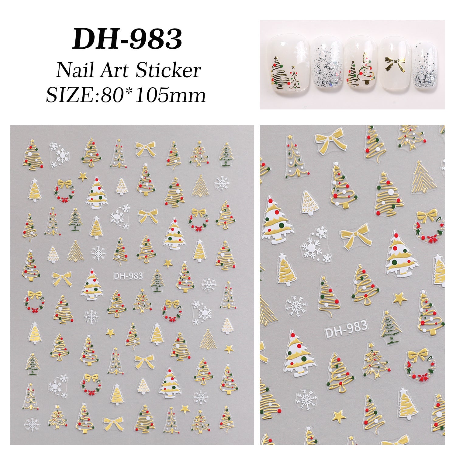 聖誕系列美甲貼 平面貼條式 雪人與麋鹿 美甲貼飾 DH