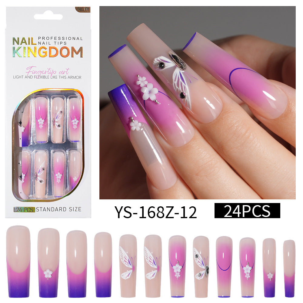Long press on nails, French versatile patch nail art removable prefabricated fake nail press on nails piece