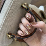 Shimmer Brown Metallic Cat Eye Press On Nails