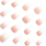 Simple pink white gradual change manicure fake nail white curve press on nails short almond nail patch removable nail piece｜365nails