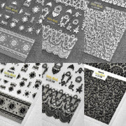 Vintage Lace Embroidery Collection: "Elegant Filigree" – 3D Embossed Nail Sticker