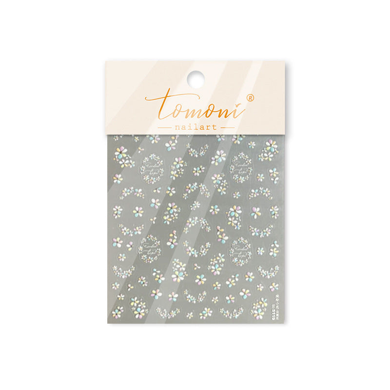 Holographic Mini Flower: "Dainty Pastel Floral" – 5D Embossed Nail Sticker