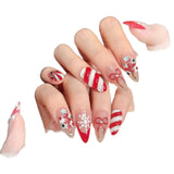 Christmas Candy Bow Snowflake Press On Nails