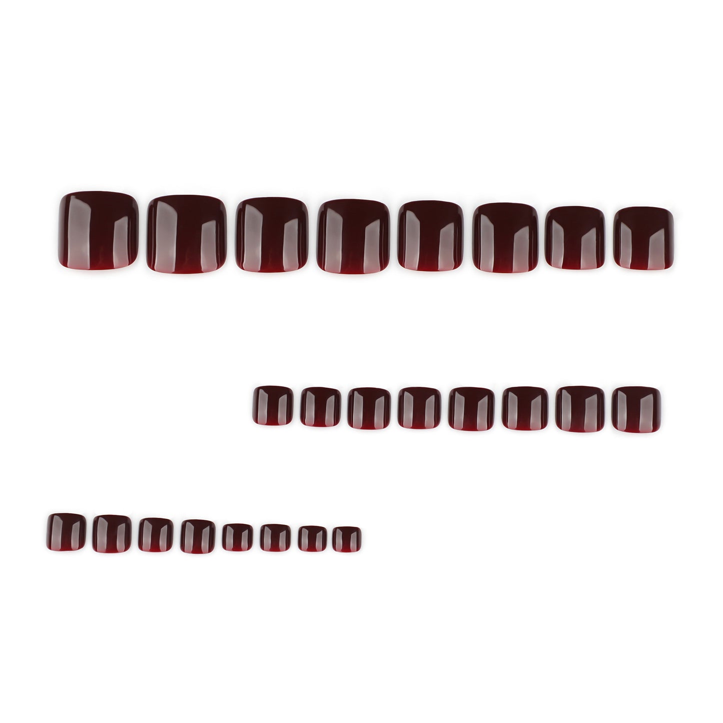 Burgundy press-on toenails - premium quality foot nail art