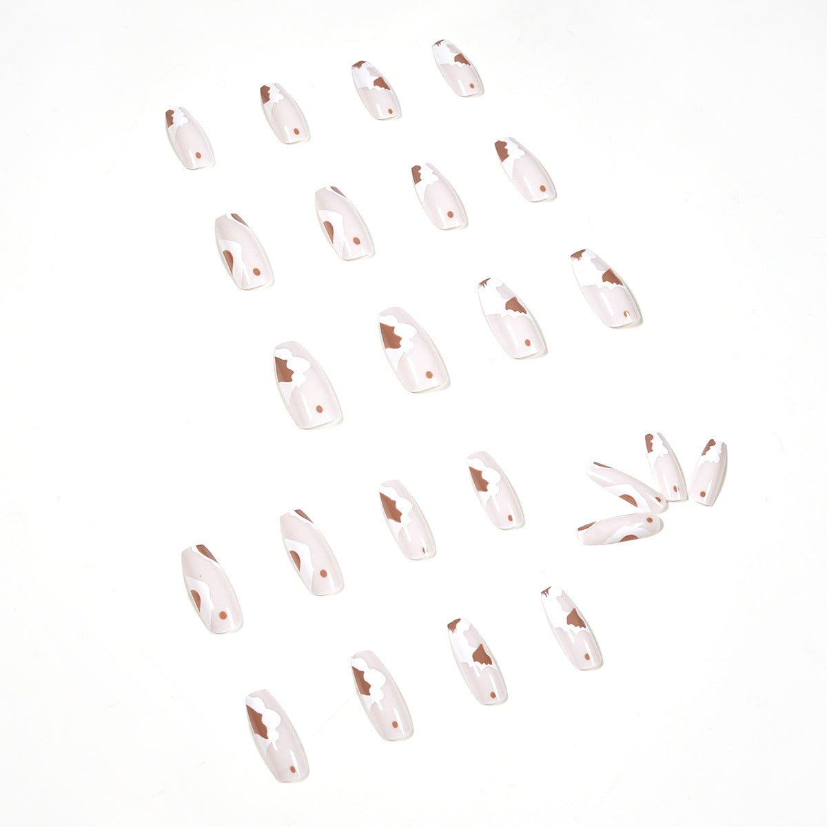 Parche para uñas con estampado de vaca capuchino, acabado a presión | 365nails