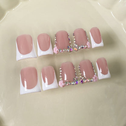 Duck mouth nail powder sweet French press-on nails pure handmade wearing fake nail wholesale｜365nails