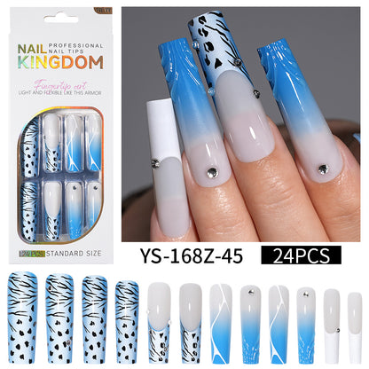 Long press on nails, French versatile patch nail art removable prefabricated fake nail press on nails piece
