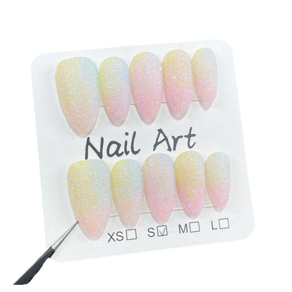 Outono e inverno nova arte de unha Symphony multicolorida com mudança gradual, unhas postiças Macaron fofas e fofas ｜365nails