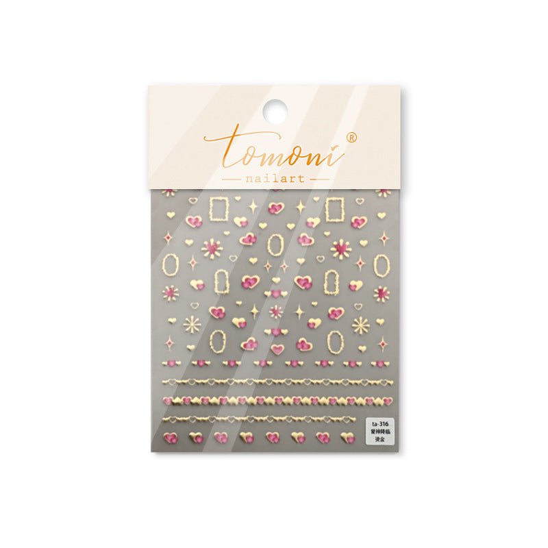 Black Pink Shell Nail Stickers – 5D Embossed Edgy Glam Set