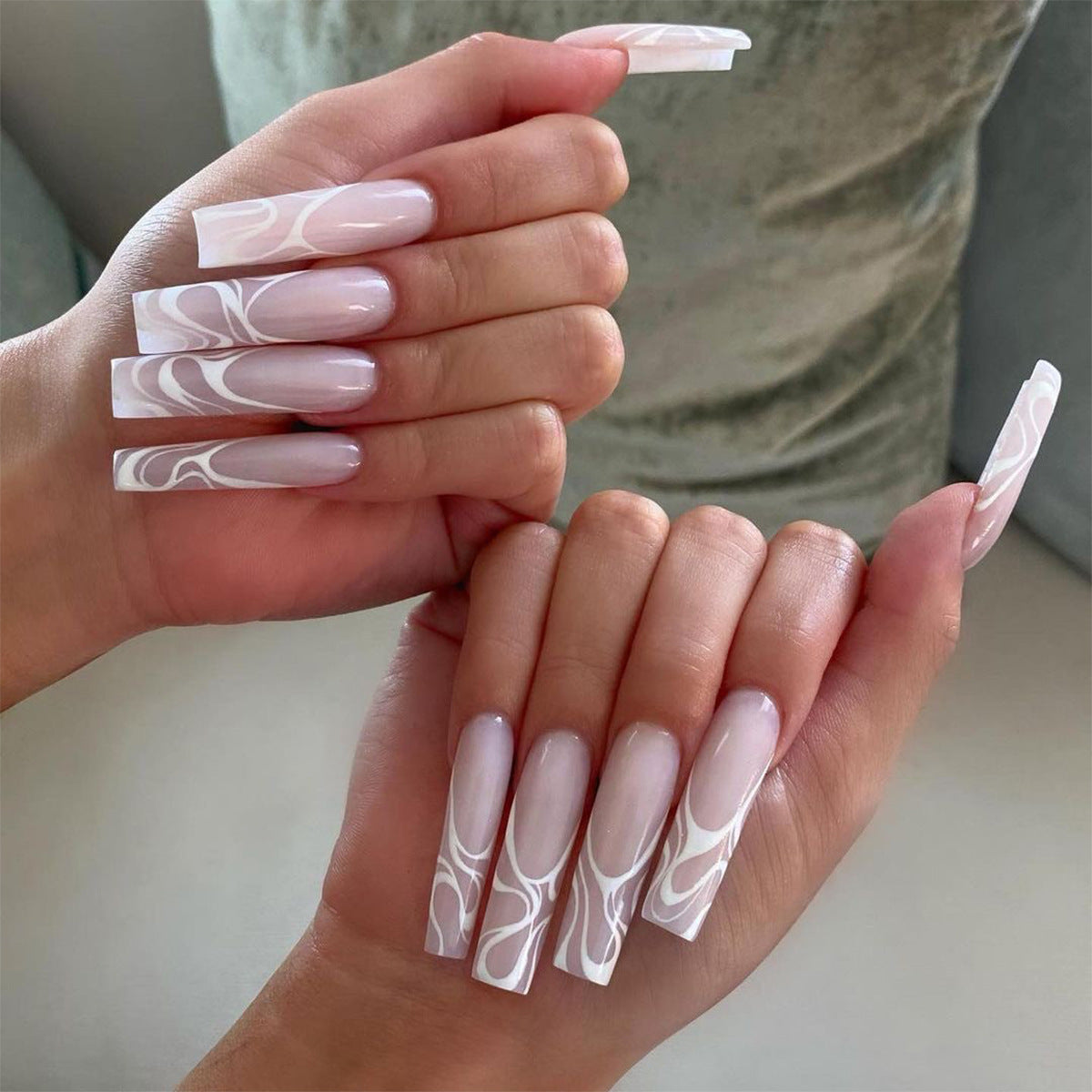 波浪系列 白色波浪成品穿戴甲｜365nails