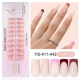 Nail Tips press on nails  explosion five-color French manicure glossy high-end square removable patch fake nail nail piece