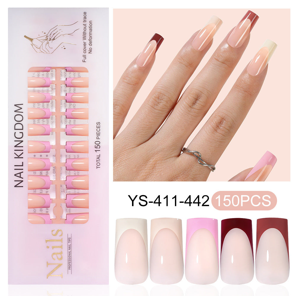 Nail Tips press on nails  explosion five-color French manicure glossy high-end square removable patch fake nail nail piece