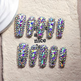 AB Crystal Full Rhinestone Glamorous Press On Nails