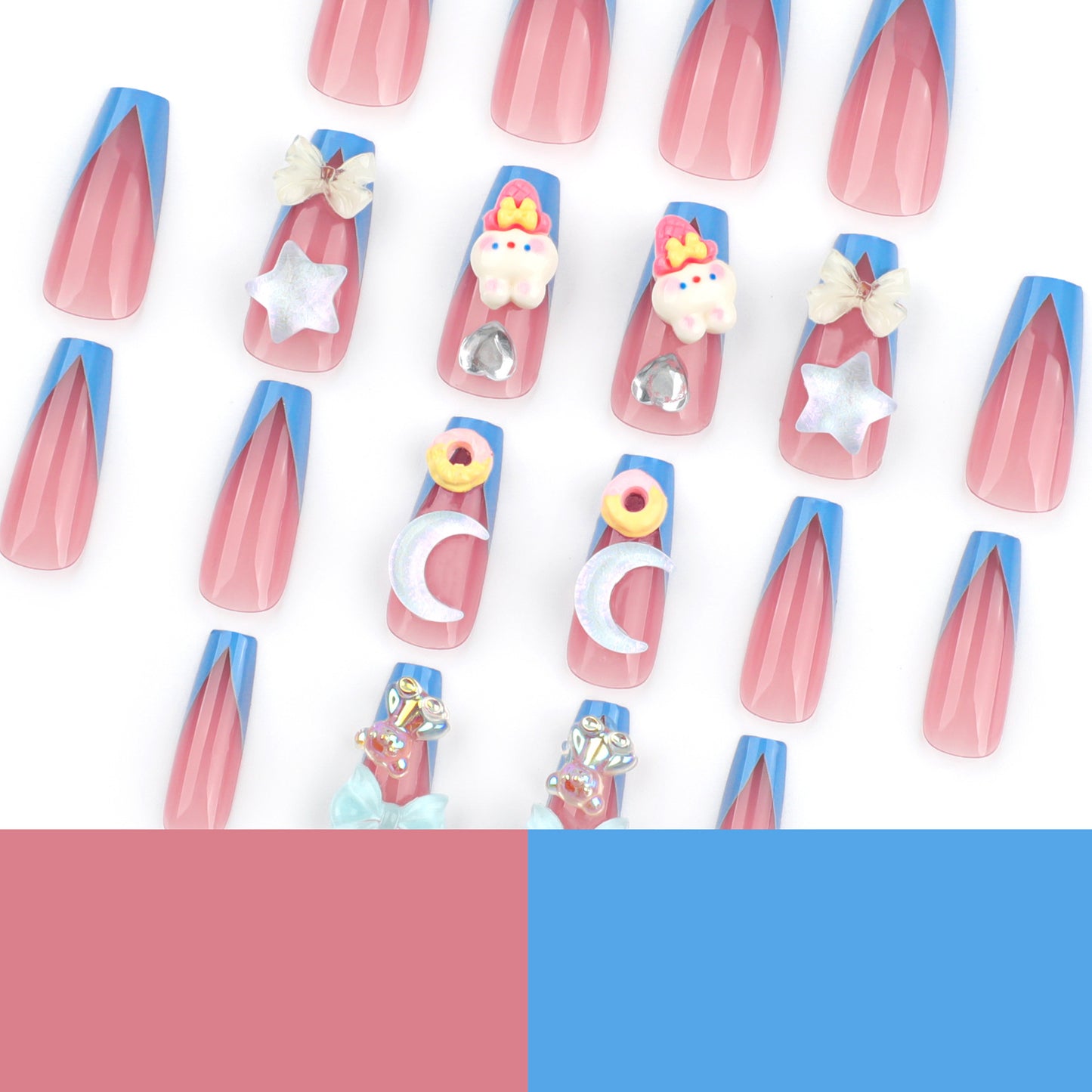 Sweet three-dimensional cartoon star moon manicure summer wind Press on nails piece cute cartoon rabbit Press on armor｜365nails