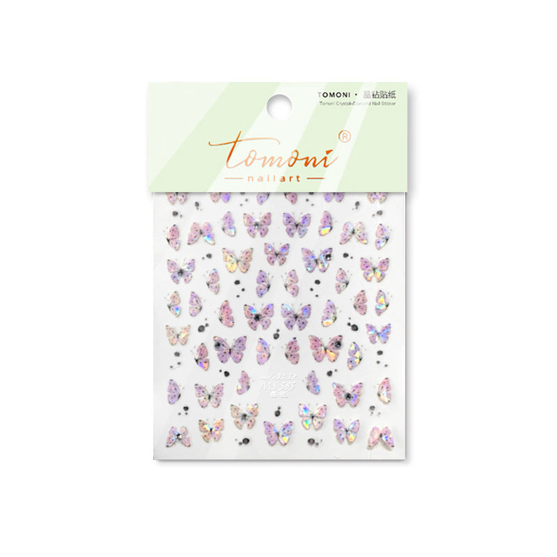 Iridescent Butterfly: "Crystal Flutter" – 5D Crystal Diamond Nail Sticker