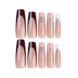 French Maillard white  long square manicure    finished product wholesale｜365nails