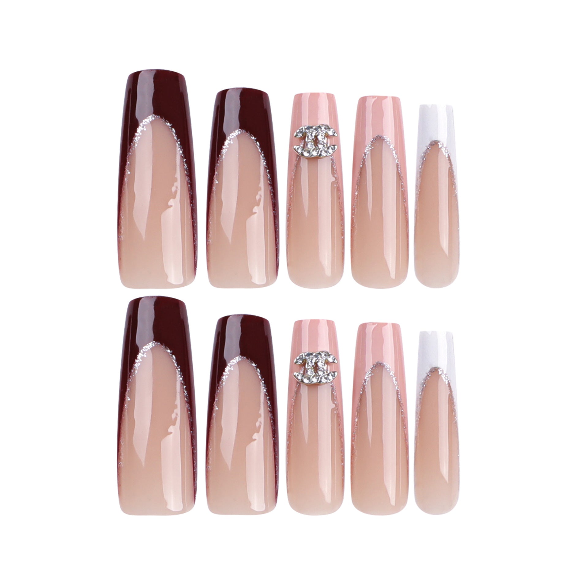 French Maillard white  long square manicure    finished product wholesale｜365nails