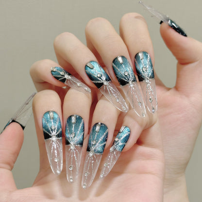 dark Melbourne cat eye handmade nails removable fake nails | 365nails