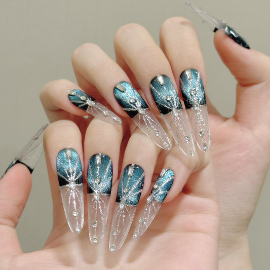 dark Melbourne cat eye handmade nails removable fake nails | 365nails