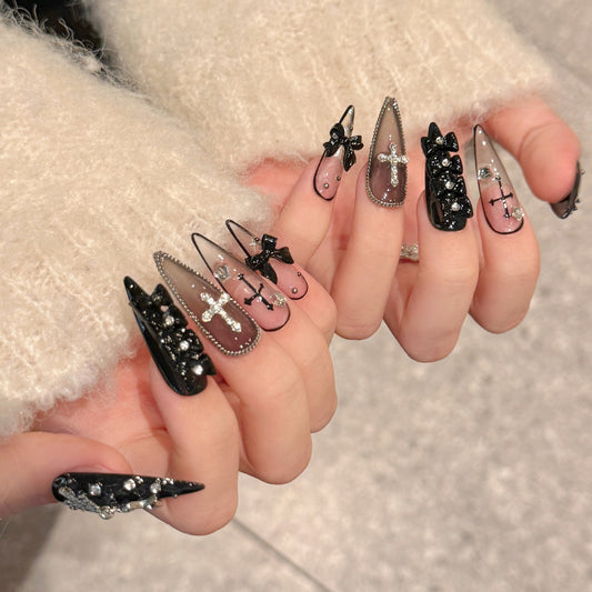 Pure Handmade High-quality Boutique Dark Goth Nail Factory fake nails | 365nails