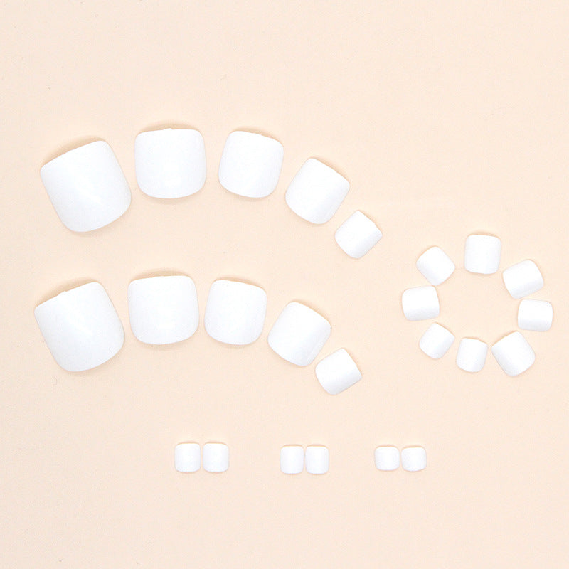 Uñas postizas blancas puras y simples, esmalte de uñas a presión, uñas postizas blancas brillantes, manicura portátil, 24 piezas en caja | 365nails