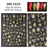 Bronzing glitter christmas nail art sticker flat adhesive snowman christmas DIY nail sticker jewelry DH