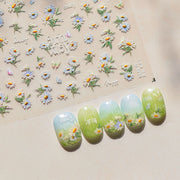 Pink Peach Blossom & Chinese Calligraphy: "Elegant Spring Peach Blossom" – 5D Embossed Nail Sticker