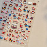 3D Embossed Dachshund Nail Stickers – Cute Puppy Paw Print Set