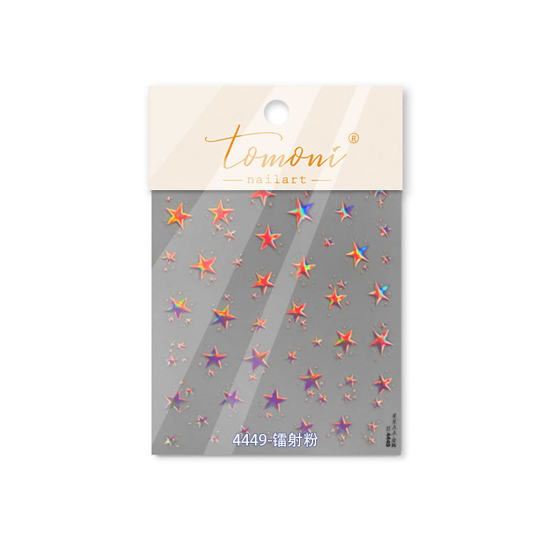Holographic Star: "Rainbow Sparkle" – 3D Embossed Nail Sticker
