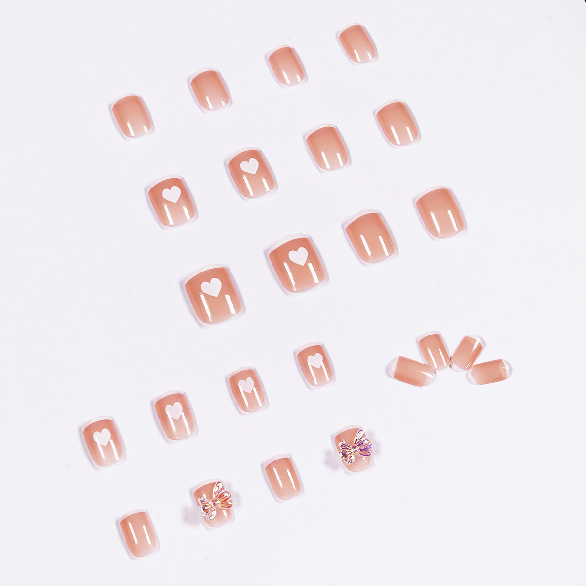 dark nude cream white love butterfly Press on finished  fake nail   nail  removable｜365nails