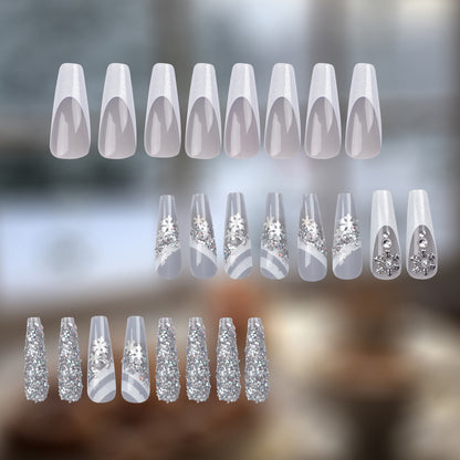 New Christmas Wear Nail Nail Art Finished Product Wholesale  Special for Flash Diamond False Nail Patch Removable｜365nails