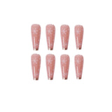 Exclusivo ballet longo nude francês para unhas arte finalizada unha postiça removível remendo para unhas｜365nails