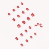 Uñas postizas suaves con estampado de amor en rojo melocotón, con película extraíble, venta de fábrica | 365nails