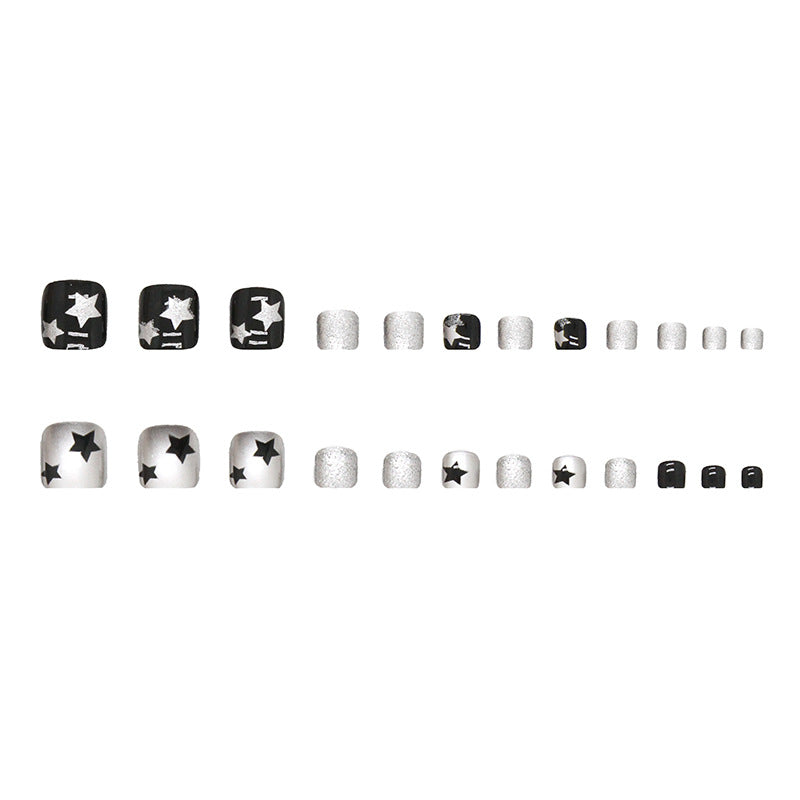 Estrellas blancas, dulces, frescas y brillantes, uñas postizas para los pies, manicura Spice Girl, uñas postizas, película especial para uñas postizas ｜365nails