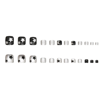 White, sweet, cool and shining stars, wearable Press-on toenails nail ins wind, Spice Girl manicure, fake nail, special nail film for Press-on toenails｜365nails