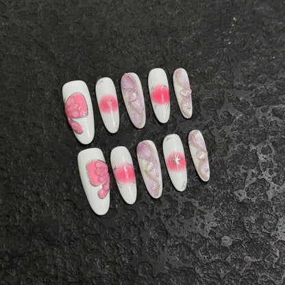 Pure handmade press on nails   nail art fake nails beauty | 365nails