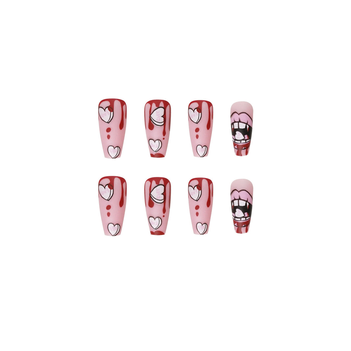 Labios rojos de Spice Girl escarlata, uñas postizas, parches, parches removibles, 365nails